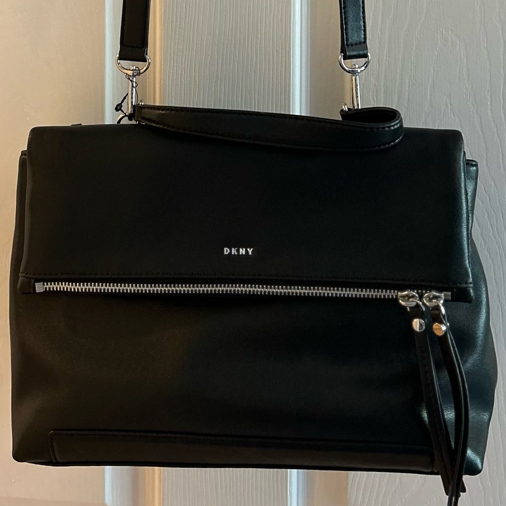 DKNY Jaye top handle leather messenger
